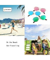 Square SOARIN Metal Frame Sunglasses for Women Retro Square Frame Reflective Lens UV 400 - Darkgreen - CH1827E6LEK $18.86