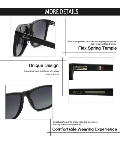 Rectangular Classic decent outdoor eyewear with UV protective polarized lens acetate sunglasses - Shiny.black - CF1966QYD0D $...