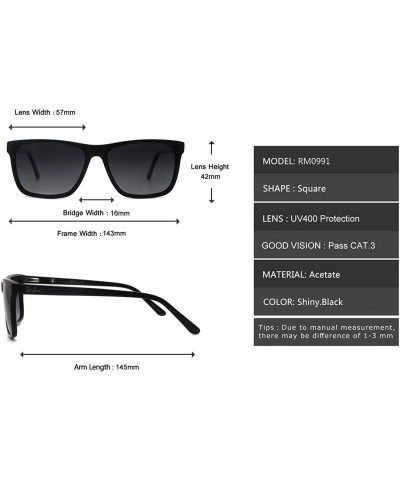 Rectangular Classic decent outdoor eyewear with UV protective polarized lens acetate sunglasses - Shiny.black - CF1966QYD0D $...