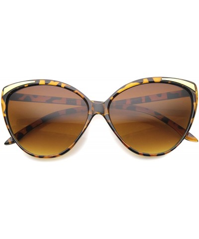 Oversized Women's Oversize Metal Accent Bold Cat Eye Sunglasses 61mm - Tortoise-gold / Amber - CP128VZ93DH $19.08