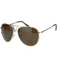 Aviator Large Metal Rim Officer Cop Pilots Sunglasses - Gold Brown - CN18KHH98A0 $8.29