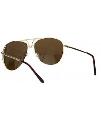 Aviator Large Metal Rim Officer Cop Pilots Sunglasses - Gold Brown - CN18KHH98A0 $8.29