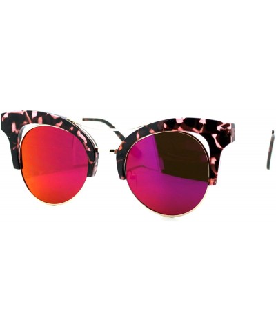 Butterfly Womens Cateye Butterfly Fashion Sunglasses Trending Flat Frame Mirror Lens - Pink Tort (Fuchsia Mirror) - CU188TYE6...
