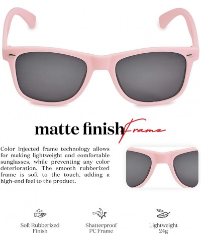 Rectangular Classic Polarized Sunglasses - Matte Light Pink - Smoke - CS1960T5NWW $14.16