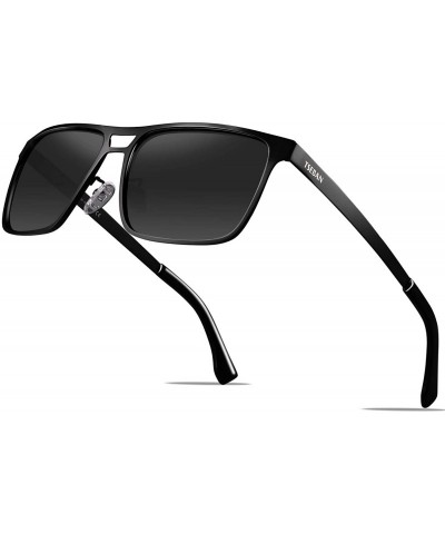 Rectangular Rectangle Polarized Sunglasses for Men UV Protection Driving Glasses with Metal Frame - CQ18U7GXXKE $29.35