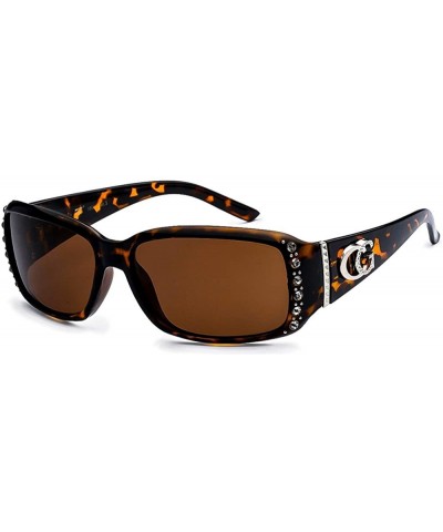 Sport Rhinestone Sunglass for Women - Brown - CM180OS5HHD $33.45