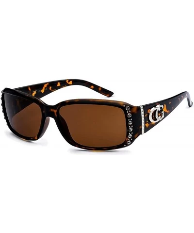 Sport Rhinestone Sunglass for Women - Brown - CM180OS5HHD $61.32