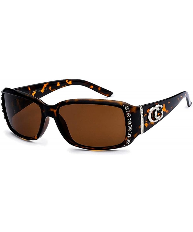 Sport Rhinestone Sunglass for Women - Brown - CM180OS5HHD $33.45