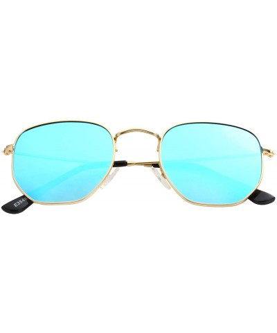 Wayfarer Small Round Polarized Sunglasses for Men Women Mirrored Lens Classic Circle Sun Glasses - CX19202E0IL $28.59