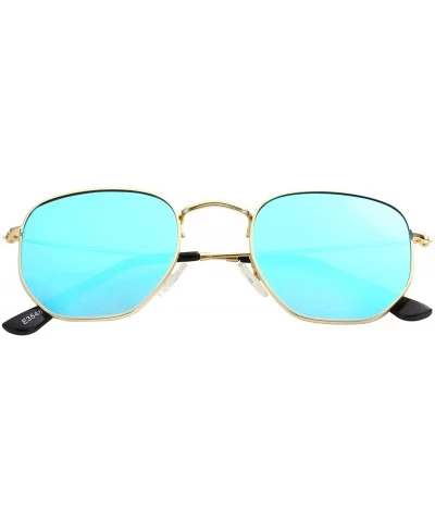 Wayfarer Small Round Polarized Sunglasses for Men Women Mirrored Lens Classic Circle Sun Glasses - CX19202E0IL $26.42