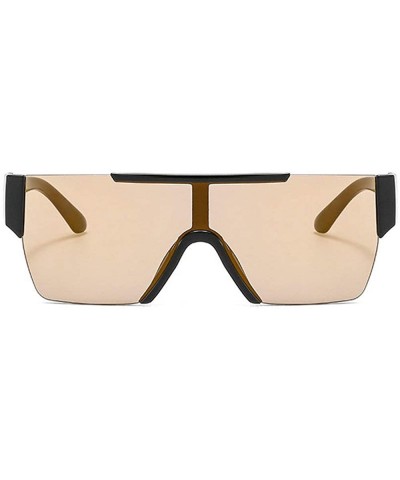 Oversized New One-piece Sunglasses Women's Vintage Rimless Oversized Mens Goggle Outdoor Windproof Eyeglasses - Gold - CY18ZX...