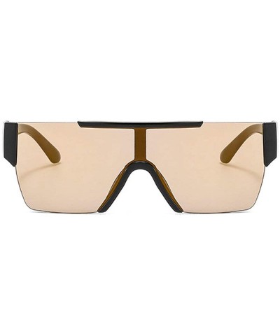 Oversized New One-piece Sunglasses Women's Vintage Rimless Oversized Mens Goggle Outdoor Windproof Eyeglasses - Gold - CY18ZX...