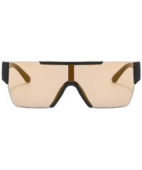 Oversized New One-piece Sunglasses Women's Vintage Rimless Oversized Mens Goggle Outdoor Windproof Eyeglasses - Gold - CY18ZX...