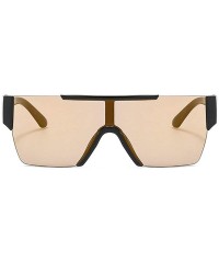 Oversized New One-piece Sunglasses Women's Vintage Rimless Oversized Mens Goggle Outdoor Windproof Eyeglasses - Gold - CY18ZX...