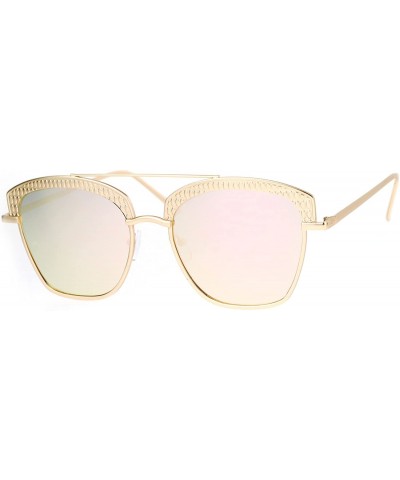 Butterfly Womens Color Mirrored Lens Half Rim Butterfly Diva Sunglasses - Gold Pink - CZ12N5SNSPD $23.63