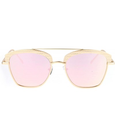 Butterfly Womens Color Mirrored Lens Half Rim Butterfly Diva Sunglasses - Gold Pink - CZ12N5SNSPD $10.40