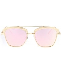 Butterfly Womens Color Mirrored Lens Half Rim Butterfly Diva Sunglasses - Gold Pink - CZ12N5SNSPD $10.40