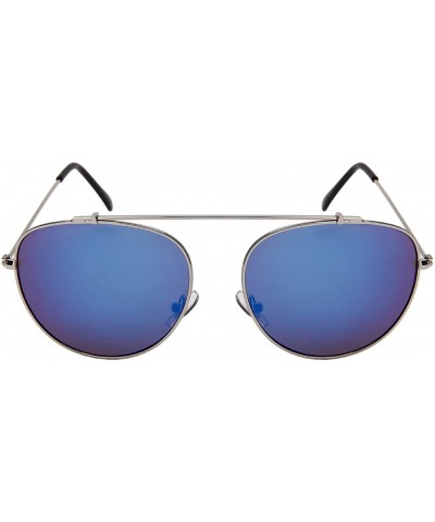 Rectangular Open Design Aviator with Color Mirrored Lens 5105-REV - Silver - C6183XI90CX $11.31