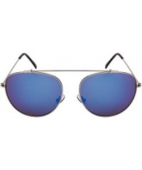 Rectangular Open Design Aviator with Color Mirrored Lens 5105-REV - Silver - C6183XI90CX $11.31