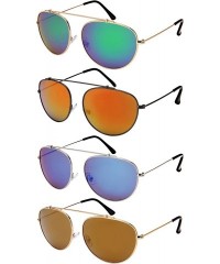 Rectangular Open Design Aviator with Color Mirrored Lens 5105-REV - Silver - C6183XI90CX $11.31