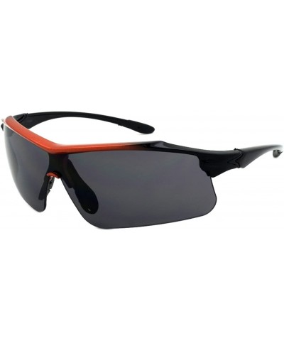 Oversized Premium Sports Wrap Sunglasses with Solid Lens 570089MT/SD - Metallic Orange-black - C412N2SMJCI $10.40