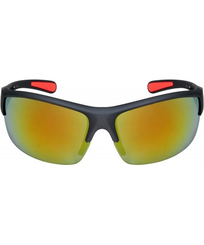 Semi-rimless Semi-Rimless Sports Sunglasses with Color Mirror Lens 570019-REV - Matte Aluminum Grey - CB12I5DSVMT $12.43