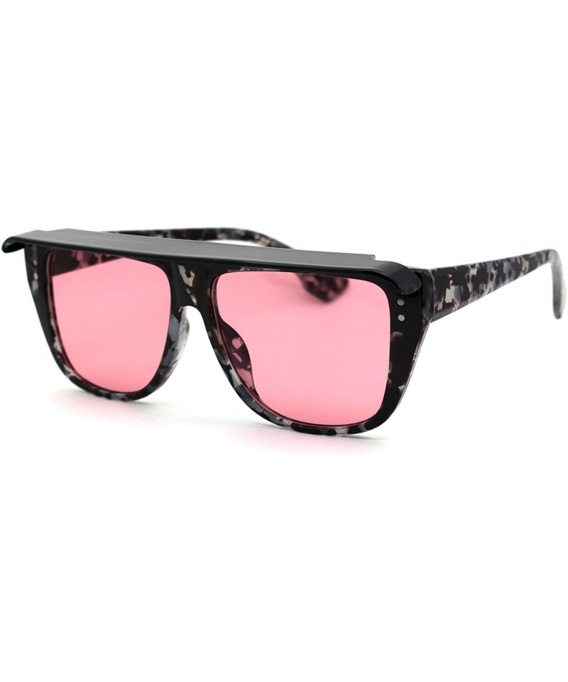 Square Flat Top Mob Plastic Top Visor Sunglasses - Black Tortoise Solid Pink - CU1959QDSIR $15.11