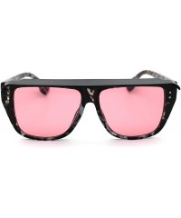 Square Flat Top Mob Plastic Top Visor Sunglasses - Black Tortoise Solid Pink - CU1959QDSIR $15.11