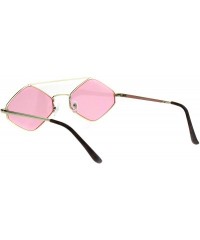 Square Hexagon Diamond Shape Sunglasses Flat Top Thin Metal Frame Color Lens UV 400 - Gold (Pink) - CS18N8M6C5N $10.55