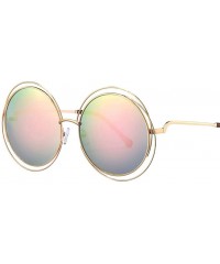 Oversized Women Oversized Round Sunglasses Vintage Retro Female Sun Glasses For Women Mirror Ladies Sunglass - Gold Gray - CK...