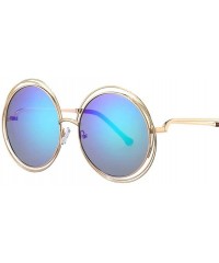 Oversized Women Oversized Round Sunglasses Vintage Retro Female Sun Glasses For Women Mirror Ladies Sunglass - Gold Gray - CK...