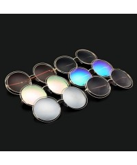 Oversized Women Oversized Round Sunglasses Vintage Retro Female Sun Glasses For Women Mirror Ladies Sunglass - Gold Gray - CK...