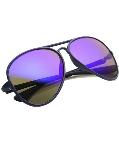 Aviator Women's 60MM Mirrored Aviator Sunglasses (Navy - Mirrored) - CG12KN7ZM8V $21.87