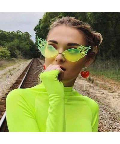 Cat Eye Vintage Cat Eye Sunglasses Retro Fashion Irregular Man Women Cat Eye Sunglasses - Green - CU1966TM9HQ $11.23