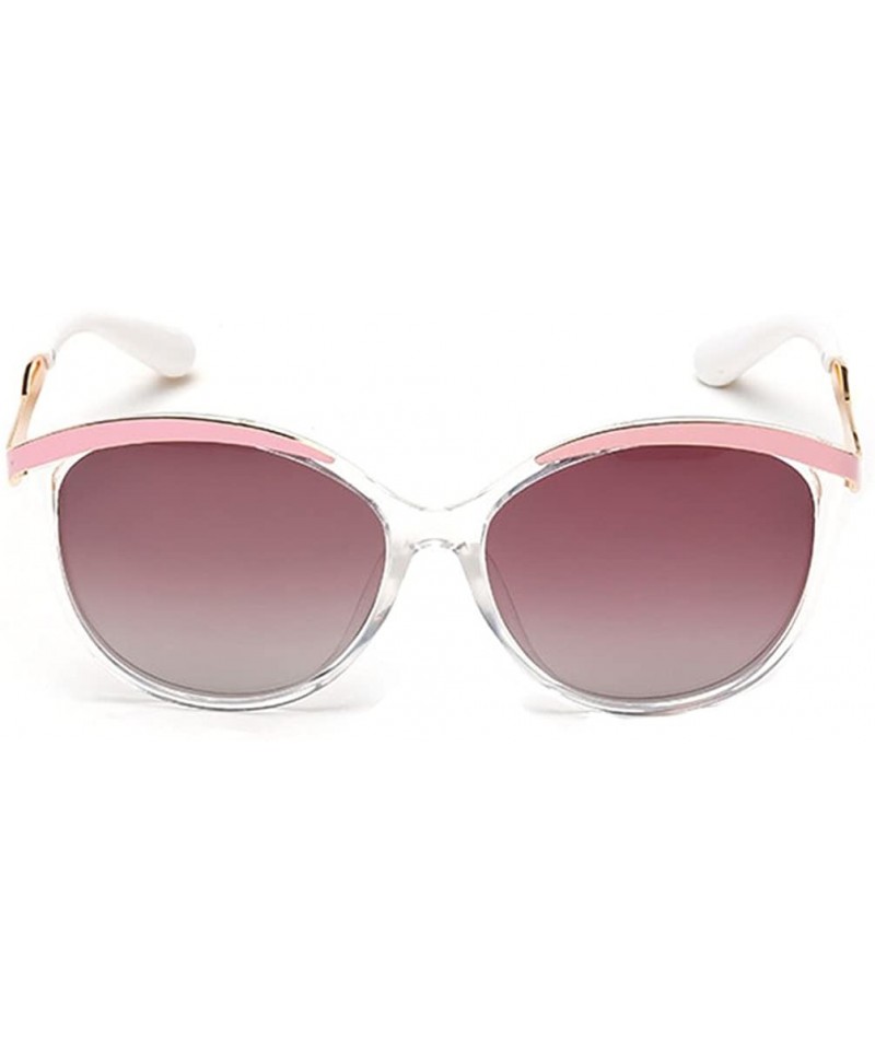 Oval Young Lady Sunglasses Top Fashion Frame Cateye Lens Light Weight Eye wear - Pink/Pink - CY11ZBUGS6L $35.43