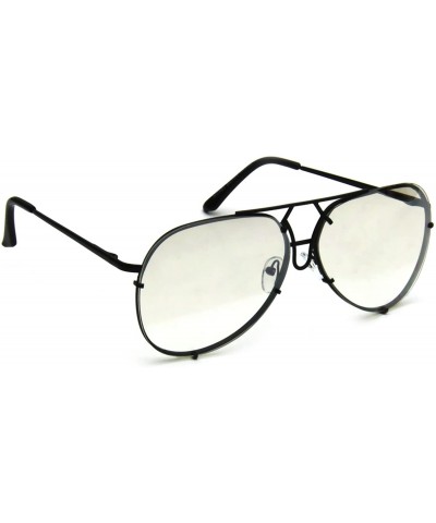 Aviator Aviator Oversized Large Clear Lens Twirl Eyeglasses Metal Women Men Sunglasses - Medium Black + Smoked Lens - CA18EN8...