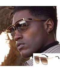 Square Gradient Oversized Sunglasses for Men Square Sun Glasses Metal Frame Eyewear - C1 Dark Green - C71906CO9SN $16.06