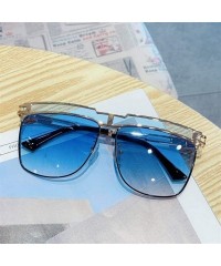 Square Gradient Oversized Sunglasses for Men Square Sun Glasses Metal Frame Eyewear - C1 Dark Green - C71906CO9SN $16.06