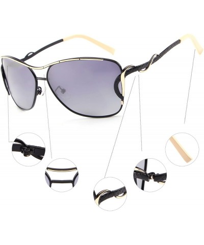 Goggle Fashion UV400 Polarized Cat Eye Sunglasses for Women Metal Frame - Black - C412KPF4RSR $12.50
