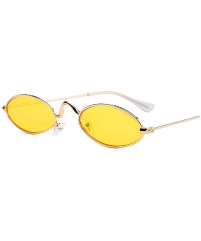 Oval Classic Metal Small Glasses Designer Brand Trend Sunglasses Women Sexy Adult Eyeglasses - Gold-yellow - C4197A22EXN $21.32