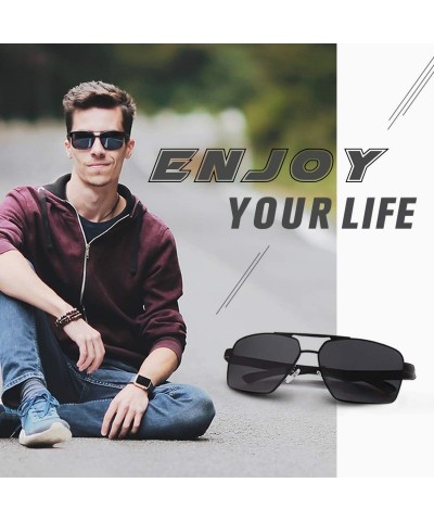 Rectangular Al-Mg Alloy Pilot Polarized Sunglasses for Men Vintage Rectangle UV400 Protection 2019 Trendy MOS05 - CD18XG93L94...