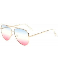 Aviator Triple Oceanic Color Flat Frame & Temple Modern Round Aviator Sunglasses - Blue Pink - CT190EU235E $10.74