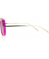 Square Womens Double Frame Gel Glitter Plastic Butterfly Sunglasses - Fuchsia - CR12G7GVTOX $23.33