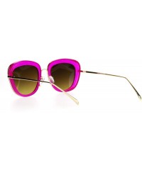 Square Womens Double Frame Gel Glitter Plastic Butterfly Sunglasses - Fuchsia - CR12G7GVTOX $24.28