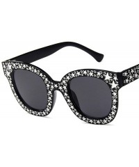 Round Black Gray Women Sunglasses Vintage Cat Eye Sun Glasses Star Fashion Mirror Shades - C1black - CF197Y75HQL $19.18