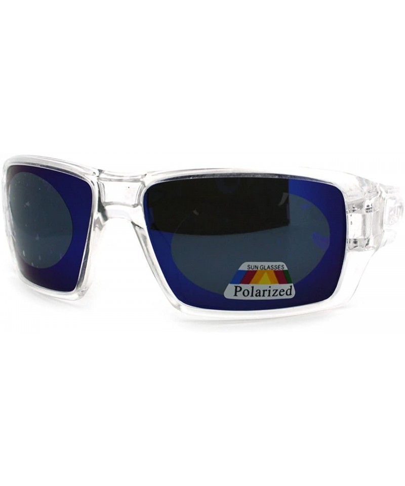 Rectangular Polarized Color Mirror Lens Mens Rectangle Designer Sports Sunglasses - Clear - C511R4BI4CV $11.66