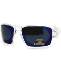 Rectangular Polarized Color Mirror Lens Mens Rectangle Designer Sports Sunglasses - Clear - C511R4BI4CV $11.66