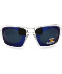 Rectangular Polarized Color Mirror Lens Mens Rectangle Designer Sports Sunglasses - Clear - C511R4BI4CV $11.66