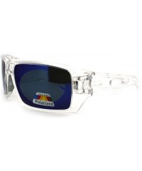 Rectangular Polarized Color Mirror Lens Mens Rectangle Designer Sports Sunglasses - Clear - C511R4BI4CV $11.66