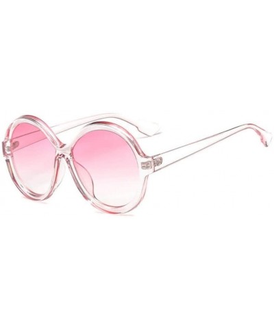 Goggle Luxury Oversized Sunglasses Women Vintage Round Gradient Shades Sunglass Ladies Sun Glasses for Woman - Pink - CL18X6Q...